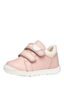 Geox Baby Macchia Mid-Cut First-Steps Trainers, Light Rose/Light Ivory - view 2, Light Rose/Light Ivory