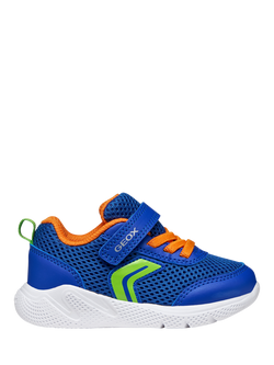 Geox Baby Eclyper Low Cut Mesh Trainers, Royal/Orange, Royal/Orange