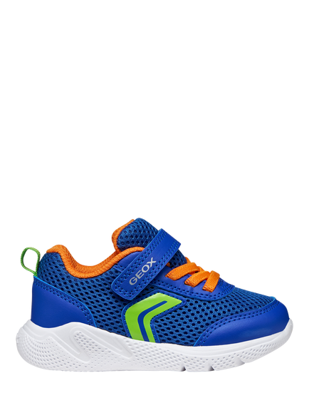 Geox Baby Eclyper Low Cut Mesh Trainers, Royal/Orange, Royal/Orange