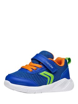 Geox Baby Eclyper Low Cut Mesh Trainers, Royal/Orange - view 2, Royal/Orange