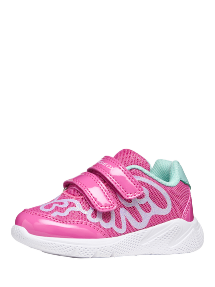 Geox Kids' Sprintye Mesh Trainers, Fuchsia/Watersea - view 2, Fuchsia/Watersea