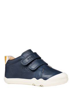 Geox Baby Steppieup Leather Trainers, Navy/White - view 2, Navy/White