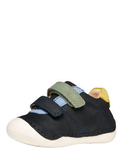 Geox Baby Tutim Nubuck and Suede Shoes, Navy/Dark Sky - view 2, Navy/Dark Sky