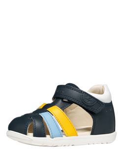 Geox Baby Macchia First-Steps Sandals, Navy/Dark Yellow - view 2, Navy/Dark Yellow