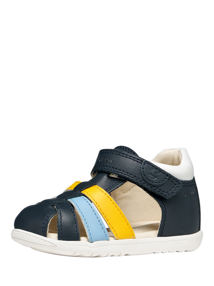 Geox Baby Macchia First-Steps Sandals, Navy/Dark Yellow - view 2, Navy/Dark Yellow