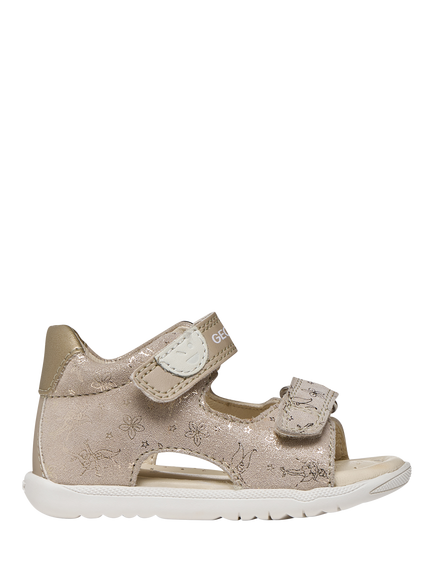 Geox Baby Macchia Double Strap First-Steps Sandals, Nude/Platinum, Nude/Platinum