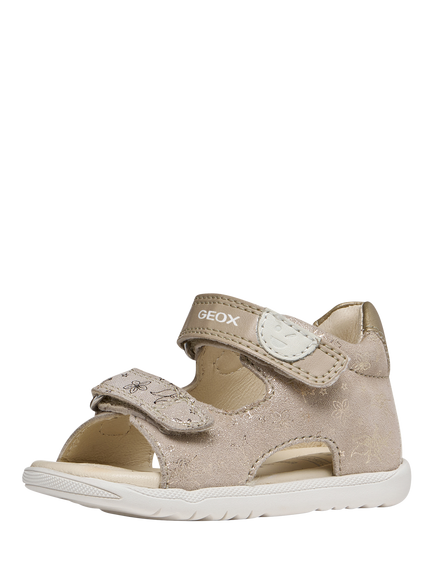 Geox Baby Macchia Double Strap First-Steps Sandals, Nude/Platinum - view 2, Nude/Platinum