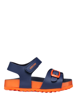Geox Baby Chalki Strappy Sandals, Navy/Orange, Navy/Orange