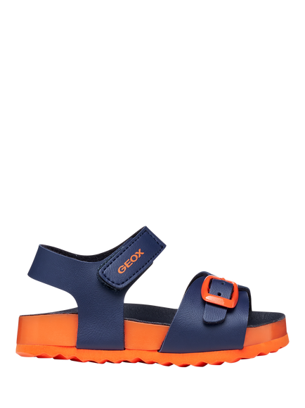 Geox Baby Chalki Strappy Sandals, Navy/Orange, Navy/Orange