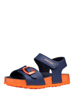 Geox Baby Chalki Strappy Sandals, Navy/Orange - view 2, Navy/Orange