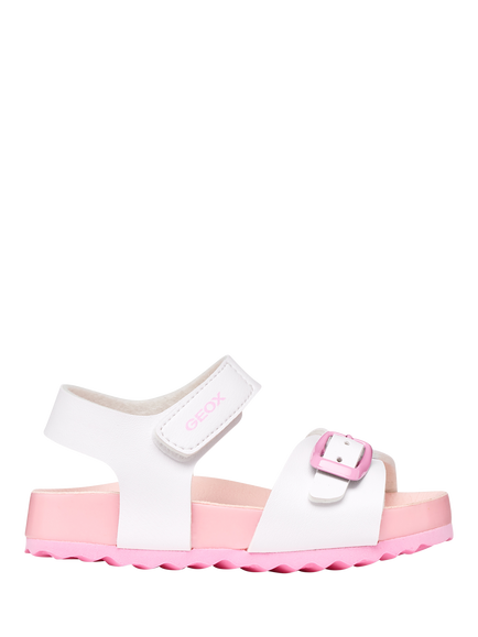 Geox Baby Chalki Strappy Sandals, White/Pink, White/Pink