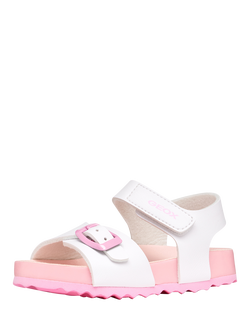 Geox Baby Chalki Strappy Sandals, White/Pink - view 2, White/Pink