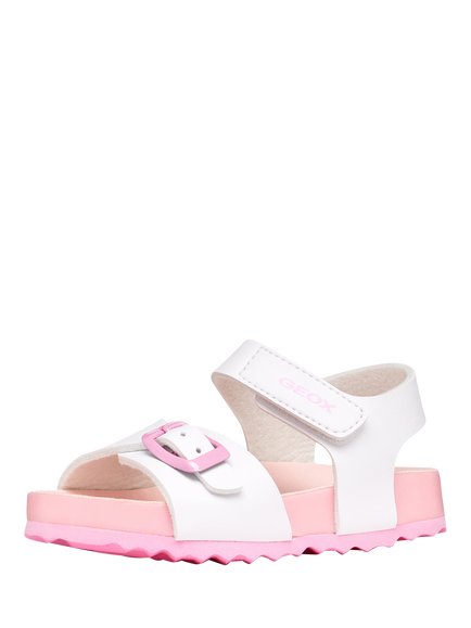 Geox Baby Chalki Strappy Sandals, White/Pink - view 2, White/Pink