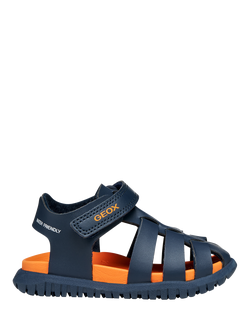 Geox Baby Fusbetto Water Resistant Sandals, Navy/Orange, Navy/Orange