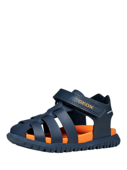 Geox Baby Fusbetto Water Resistant Sandals, Navy/Orange - view 2, Navy/Orange