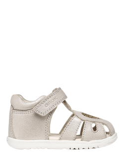 Geox Baby Macchia Heart First-Steps Sandals, Beige/Platinum, Beige/Platinum