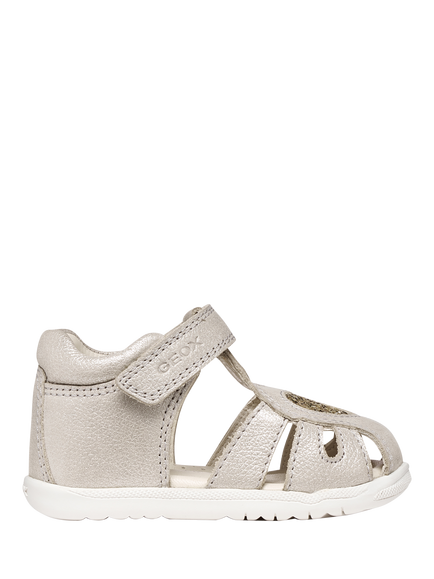 Geox Baby Macchia Heart First-Steps Sandals, Beige/Platinum, Beige/Platinum