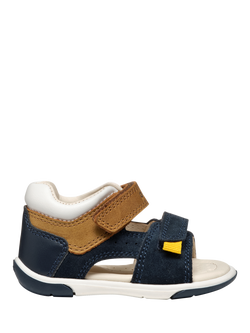 Geox Baby Zapito Double Strap First-Steps Sandals,  Navy/Caramel, Navy/Caramel