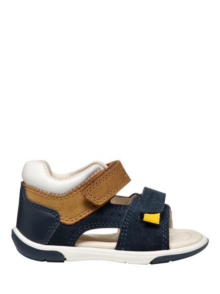 Geox Baby Zapito Double Strap First-Steps Sandals,  Navy/Caramel, Navy/Caramel