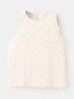 Mango Kids' Sleeveless Floral Bow Blouse, Natural, Natural