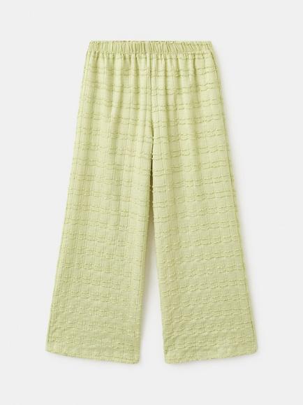 Mango Kids' Textured Wide Leg Trousers, Lime, Lime