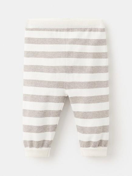 Mango Baby Cotton Blend Striped Leggings, Beige