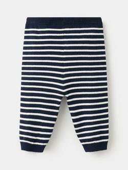 Mango Baby Cotton Blend Striped Leggings, Navy