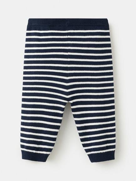 Mango Baby Cotton Blend Striped Leggings - view 2, Navy