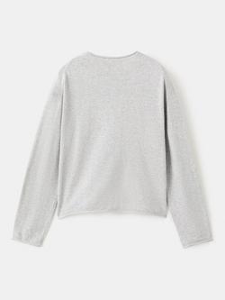 Mango Kids' Knitted Cotton Cardigan, Light Grey - view 2, Light Grey