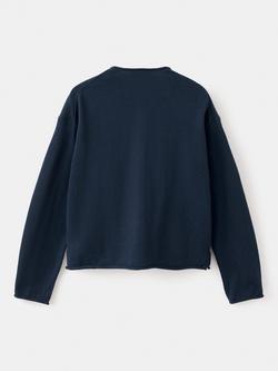 Mango Kids' Knitted Cotton Cardigan, Navy - view 2, Navy