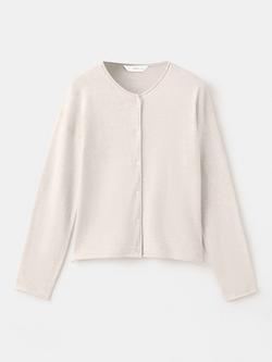 Mango Kids' Knitted Cotton Cardigan, Beige, Beige