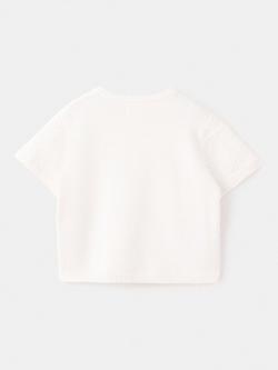 Mango Kids' Embroidered Cropped Cardigan, Natural - view 2, Natural