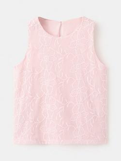 Mango Kids' Embroidered Sleeveless Blouse, Pink, Pink
