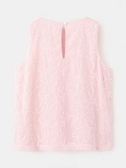 Mango Kids' Embroidered Sleeveless Blouse, Pink - view 2, Pink