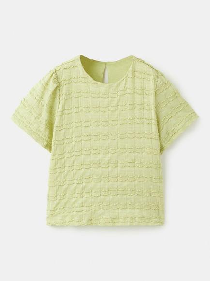 Mango Kids' Textured Short Sleeve Boxy T-Shirt, Lime, Lime