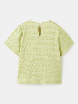 Mango Kids' Textured Short Sleeve Boxy T-Shirt, Lime - view 2, Lime