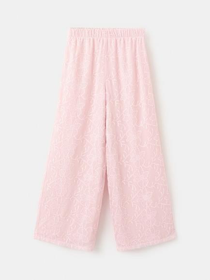 Mango Kids' Embroidered Wide Leg Culottes, Pink, Pink
