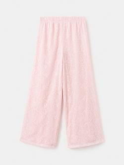 Mango Kids' Embroidered Wide Leg Culottes, Pink - view 2, Pink
