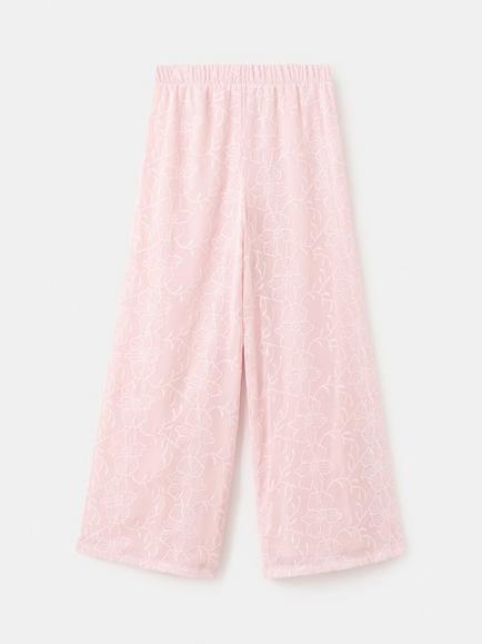 Mango Kids' Embroidered Wide Leg Culottes, Pink - view 2, Pink
