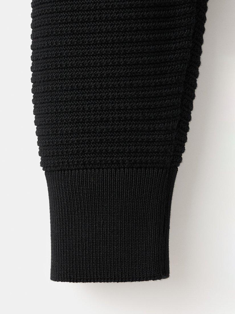 Product image 5 of 6, which shows Mango Cotton Knit Collar Zip-Through Cardigan, Black, S