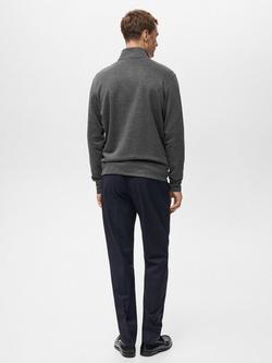 Mango Soft Cotton Blend Zip-Through Jacket, Chocolate - view 2, Dark Grey