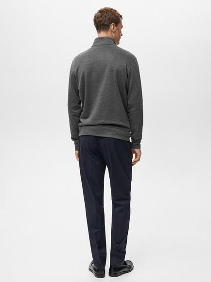 Mango Soft Cotton Blend Zip-Through Jacket, Chocolate - view 2, Dark Grey