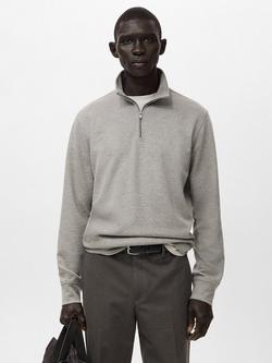 Mango Soft Quarter-Zip Sweatshirt, Taupe, Taupe