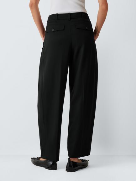 John Lewis Wool Rich Barrel Leg Trousers, Black - view 2, Black
