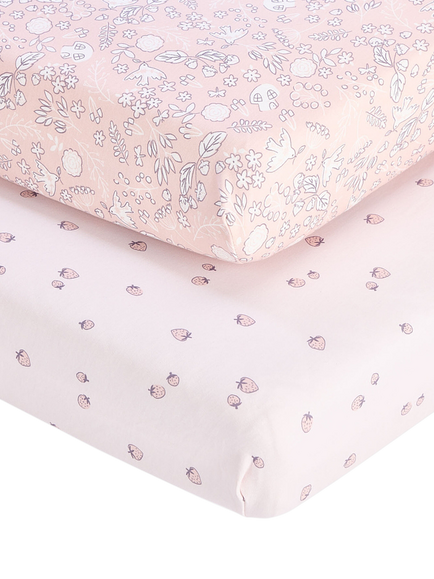 Tutti Bambini Cotbed Fitted Sheets & Mattress Protector Bundle, Pink, Pink