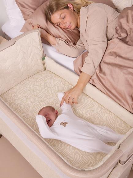Tutti Bambini CoZee Bedside Crib Fitted Sheets & Mattress Protector Bundle, White/Multi - view 2, White/Multi