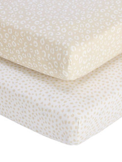 Tutti Bambini Cot Fitted Sheets & Mattress Protector Bundle, White Winter, White Winter