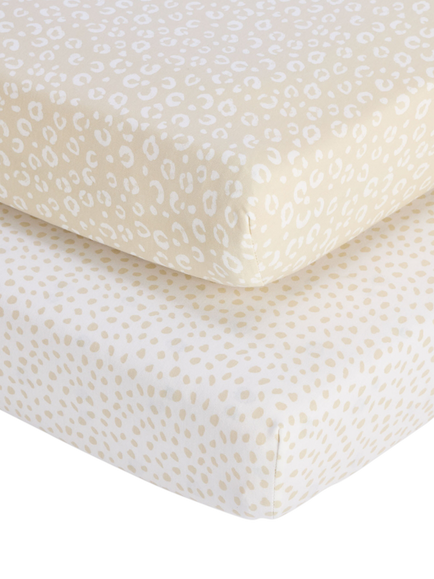 Tutti Bambini Cot Fitted Sheets & Mattress Protector Bundle, White Winter, White Winter