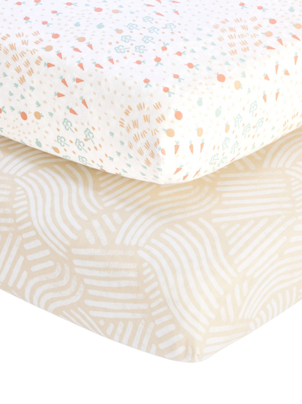Tutti Bambini Cot Fitted Sheets & Mattress Protector Bundle, White/Multi, White/Multi
