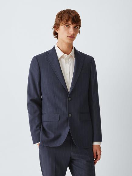 John Lewis Pinstripe Suit Jacket, Navy, Navy